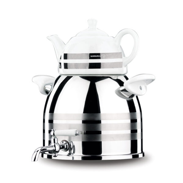 سماور رو اجاقی شیر دار 1.0 + 5.0 لیتر استیل براق رابی آستارا کرکماز 012 - تصویر 1