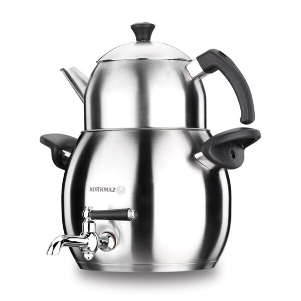 سماور رو اجاقی شیر دار 1.0 + 4.0 لیتر استیل مات ماکسیما پلاتینیوم کرکماز 023 - تصویر 1