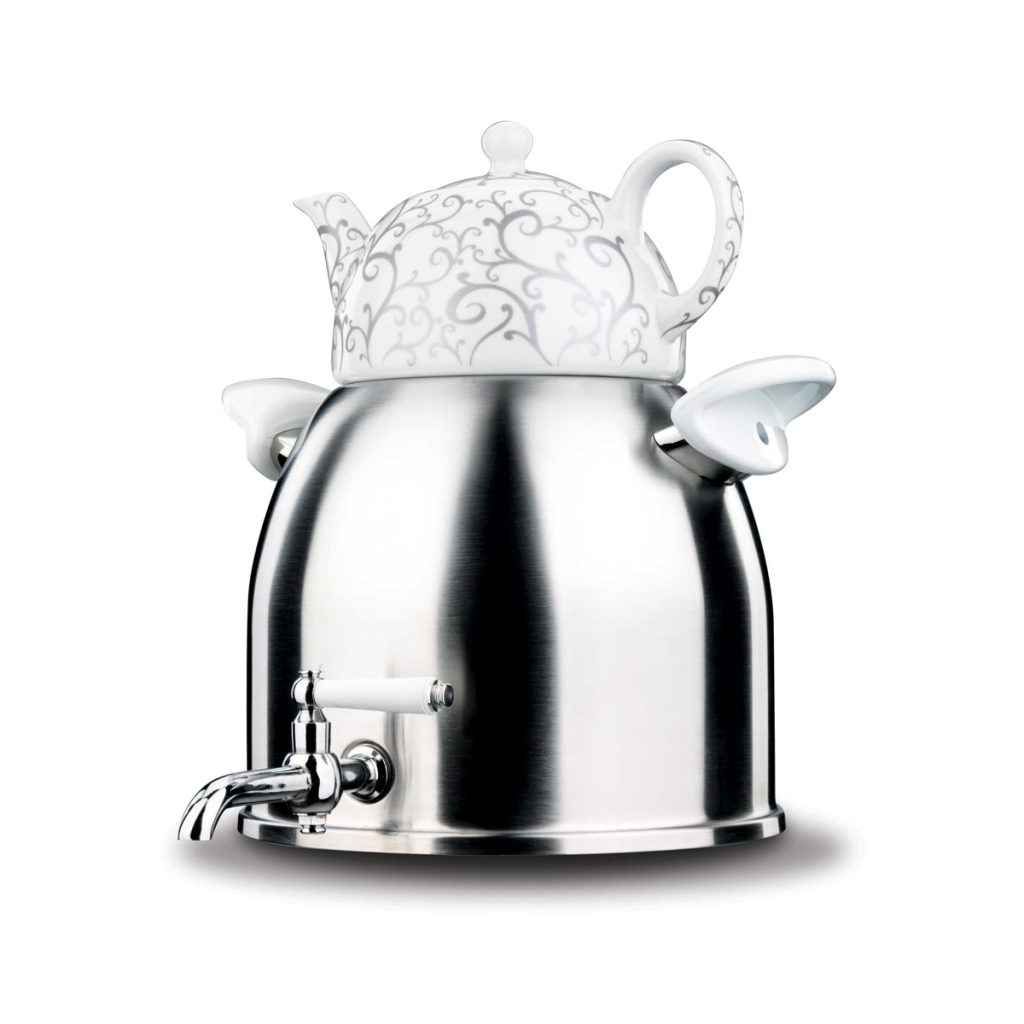 سماور رو اجاقی شیر دار 1.0 + 5.0 لیتر استیل مات رابی تیتانیوم کرکماز 011