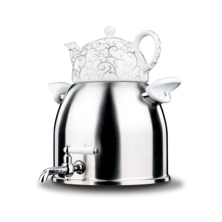 سماور رو اجاقی شیر دار 1.0 + 5.0 لیتر استیل مات رابی تیتانیوم کرکماز 011