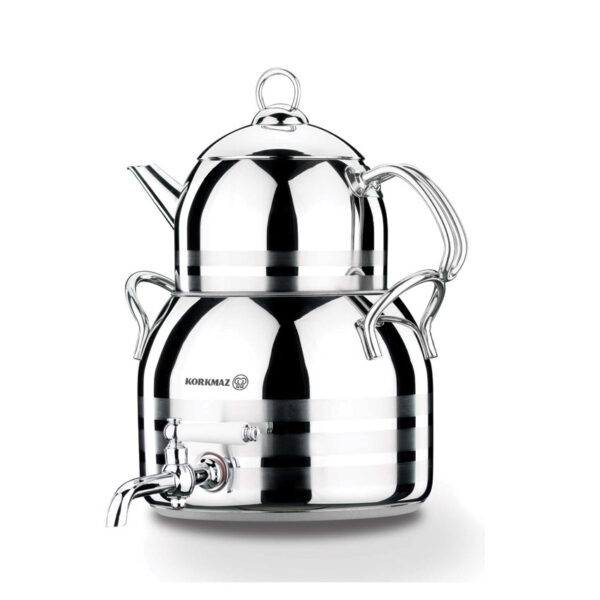 سماور رو اجاقی شیر دار 1.0 + 3.0 لیتر استیل براق لونا مگا کرکماز 034 - تصویر 1