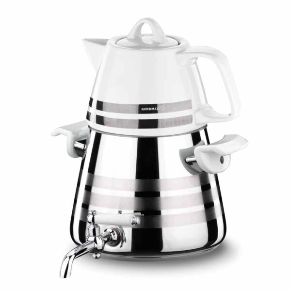 سماور رو اجاقی شیر دار 1.0 + 3.0 لیتر استیل براق استا آسترا کرکماز 042 - تصویر 1