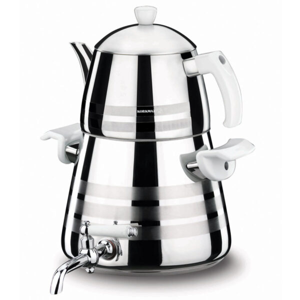 سماور رو اجاقی شیر دار 1.0 + 3.0 لیتر استیل براق استا مگا کرکماز 044 - تصویر 1