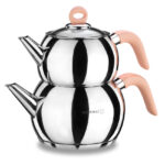 کتری قوری 1.1+2.0 لیتر استیل فلامینگو کرکماز 059