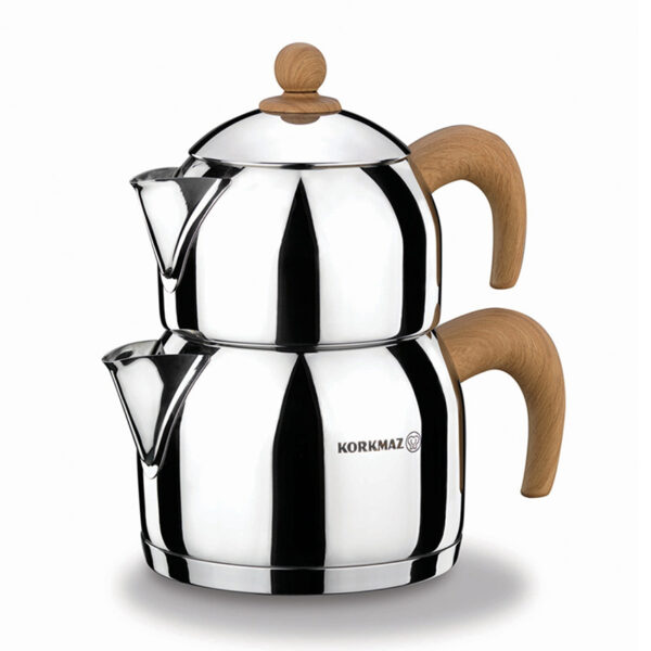 کتری و قوری 2.0 + 1.1 لیتر استیل براق ناتورا کرکماز 062