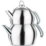 کتری و قوری 1.1 + 2.0 لیتر استیل تامبیک مات کرکماز 104-01