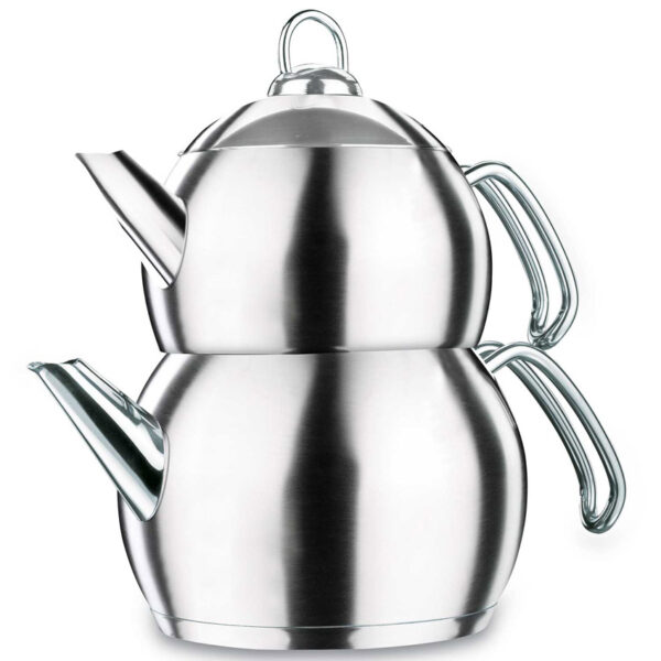 104.jpg کتری و قوری 1.1 + 2.0 لیتر استیل تامبیک مات کرکماز 104-01