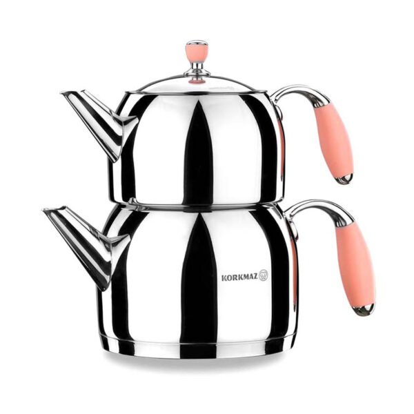 کتری قوری 0.7+1.5 لیتر استیل فلورا کرکماز 118-01 - تصویر 1