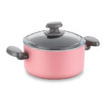 قابلمه گرانیت 2 پارچه 22 سانتی متر 3.8 لیتر صورتی میا مانولیا کرکماز 1304