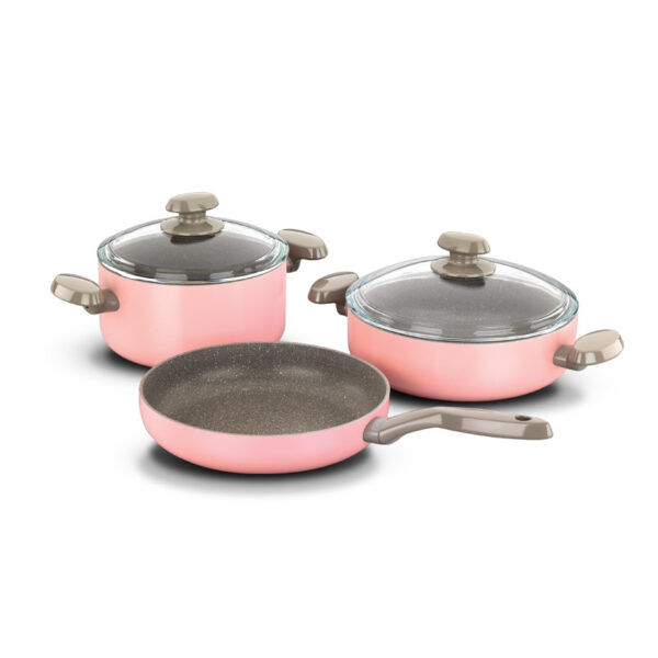 سرویس قابلمه 5 پارچه صورتی میا مانولیا کرکماز 1330 - تصویر 1