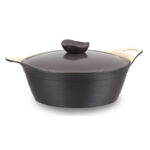 قابلمه کوتاه سرامیک 24 سانتیمتر 3.5 لیتر مشکی ناتورا کرکماز 1454