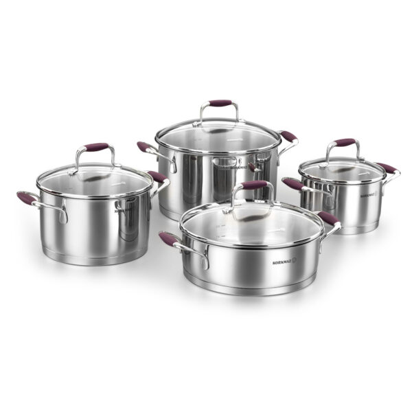 سرویس قابلمه 8 پارچه استیل براق فلورا کرکماز 1979-3 - تصویر 1