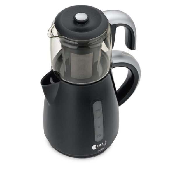 چای ساز برقی 1800 وات 0.7 + 1.9 لیتر مشکی تورینو ریوالد 22225 - تصویر 1