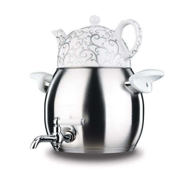 سماور رو اجاقی شیر دار 1.0 + 4.0 لیتر استیل مات ماکسیما تیتانیوم کرکماز 021 - تصویر 1