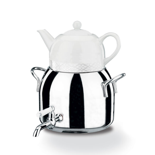 سماور رو اجاقی شیر دار 1.0 + 3.0 لیتر استیل براق لونا دایموند کرکماز 030 - تصویر 1