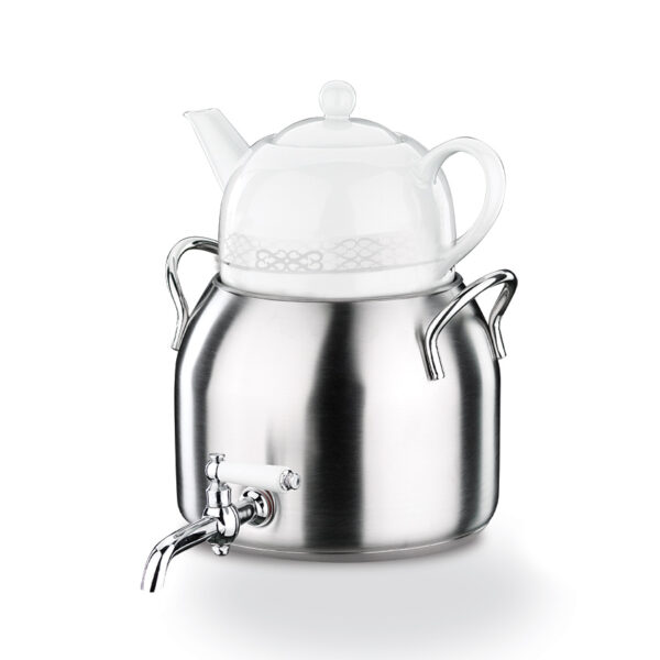 سماور رو اجاقی شیر دار 1.0 + 3.0 لیتر استیل مات لونا تیتانیوم کرکماز 031 - تصویر 1