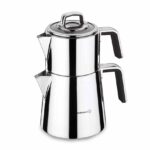 کتری قوری 1.1 + 2.0  لیتر استیل ورتکس کرکماز 081