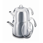 کتری و قوری 1.1 + 2.0 لیتر استیل مات پرویتا کرکماز 105-01