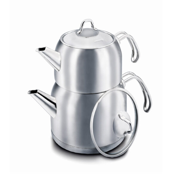 A101-01.jpg کتری و قوری 1.1 + 2.0 لیتر استیل مات پرویتا کرکماز 105-01