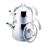 کتری و قوری 0.7 + 1.5 لیتر استیل براق پرویتا کرکماز 101