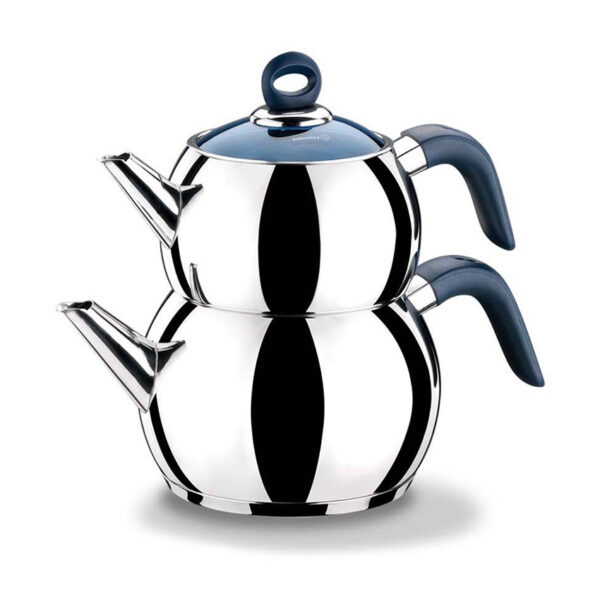 كتری قوری 1.1+2.0 لیتر استیل براق ماویش کرکماز 102 - تصویر 1