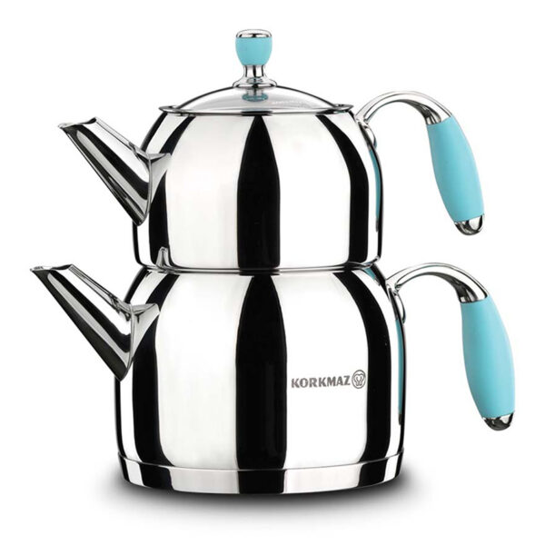 کتری قوری 0.7 + 1.5 لیتر استیل فلورا کرکماز 118-04 - تصویر 1