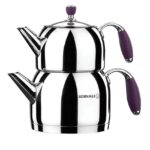 کتری و قوری 1.1 + 2.0 لیتر استیل براق فلورا کرکماز 119-03