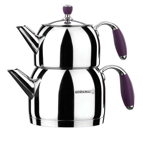 کتری و قوری 1.1 + 2.0 لیتر استیل براق فلورا کرکماز 119-03