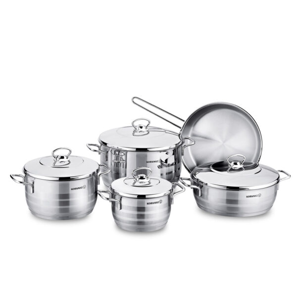 سرویس قابلمه 9 پارچه استیل براق آسترا کرکماز 1900