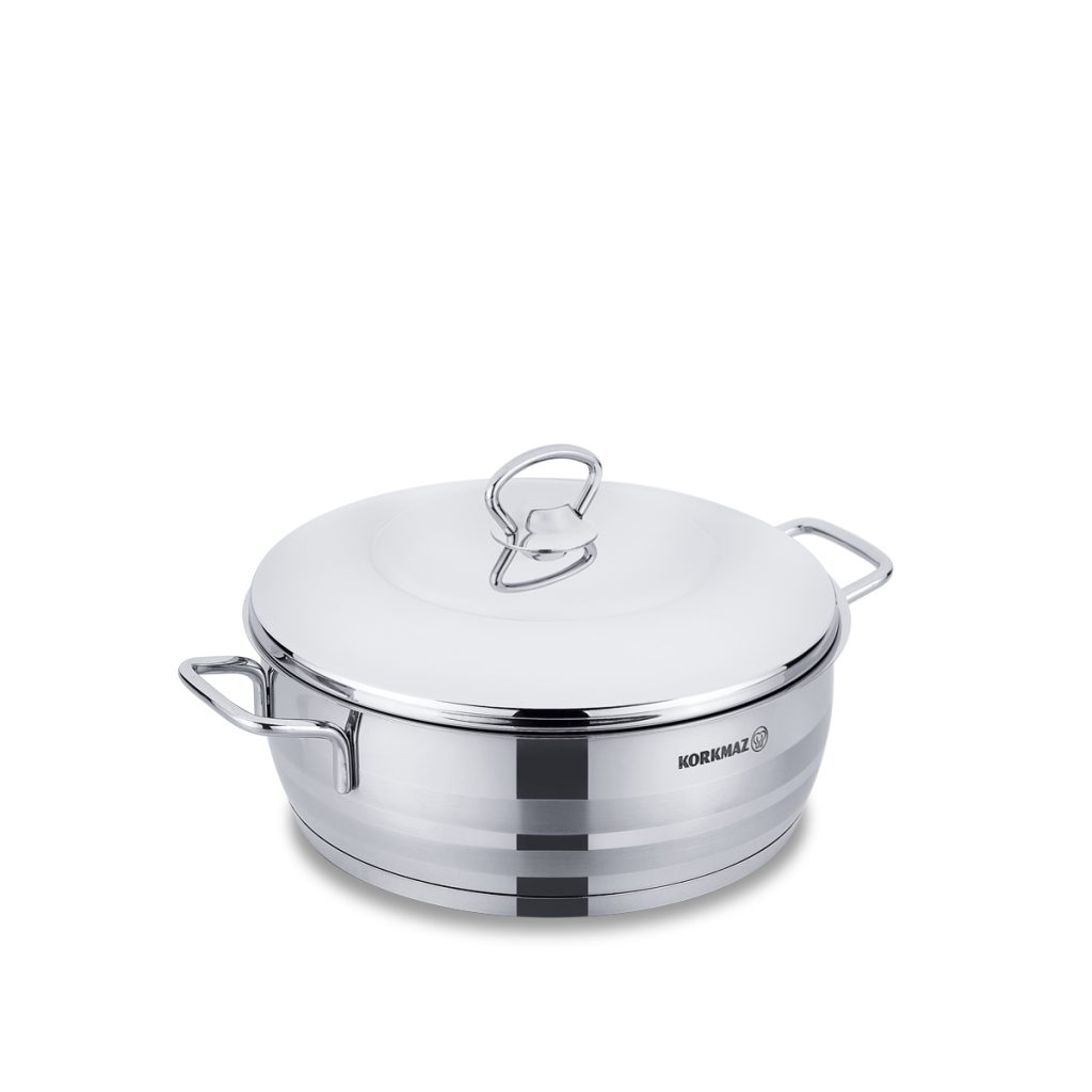 قابلمه کوتاه 26*10.0 سانتیمتر 5.3 لیتر استیل براق آسترا کرکماز 1907