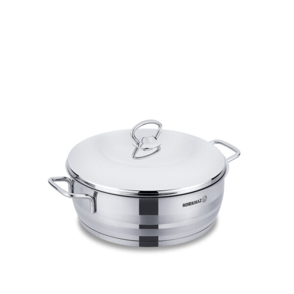 قابلمه کوتاه 26*10.0 سانتیمتر 5.3 لیتر استیل براق آسترا کرکماز 1907