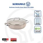 قابلمه کوتاه نچسب 24*4.5 سانتیمتر 2.5 لیتر بژ گرانیتا کرکماز 1854 - تصویر 2