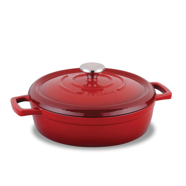 قابلمه کوتاه گریل چدنی 26*7 سانتیمتر قرمز کاستا کرکماز 2849-1 - تصویر 1