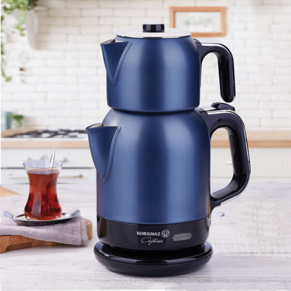 چای ساز اتوماتیک برقی 1600 وات 0.9+1.7 لیتر آبی چایتما کرکماز 331-07