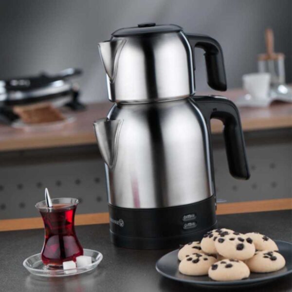 چای ساز اتوماتیک برقی 1600 وات 0.9 + 1.8 لیتر مشکی دمکولیک کرکماز 359