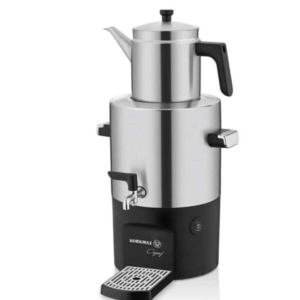 سماور برقی 2000 وات 2.0 + 5.0 لیتر استیل مات چای شف کرکماز 841