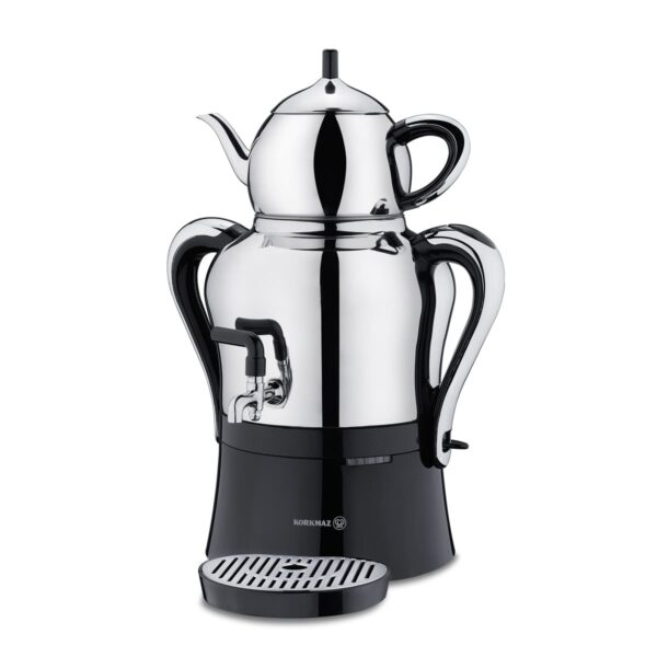 سماور برقی 2000 وات 1.1 + 3.0 لیتر استیل براق چای کولیک کرکماز 842