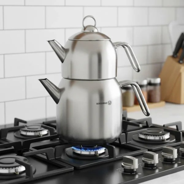 کتری و قوری 0.9 + 2.0 لیتر استیل مات آسترا کرکماز 098-01 | لوازم خانگی ایران