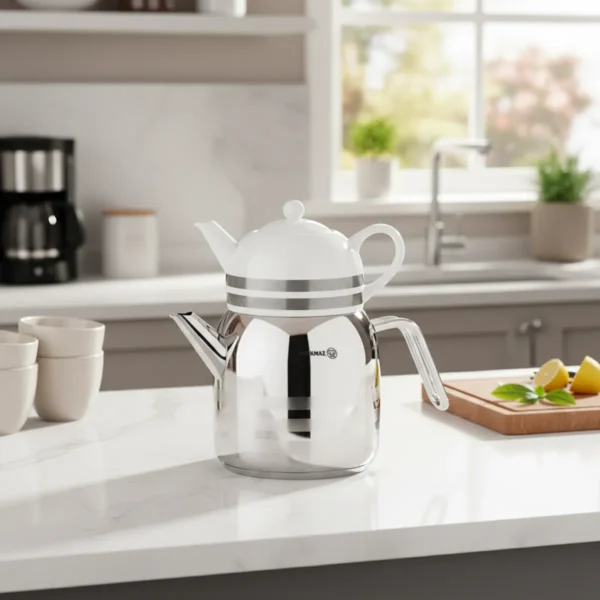 کتری و قوری 0.9 + 2.0 لیتر استیل براق آسترا کرکماز 098-02 | لوازم خانگی ایران