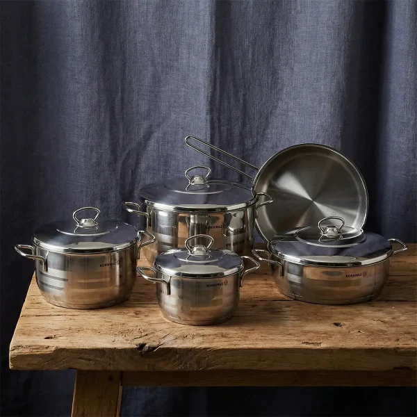 سرویس قابلمه 9 پارچه استیل براق آسترا کرکماز 1900 | لوازم خانگی ایران