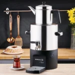 سماور برقی 2000 وات 2.0 + 5.0 لیتر استیل مات چای شف کرکماز 841 | لوازم خانگی ایران