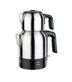 چای ساز اتوماتیک برقی 1600 وات 0.9+1.8 لیتر استیل مات دمکولیک کرکماز 359-06 | لوازم خانگی ایران