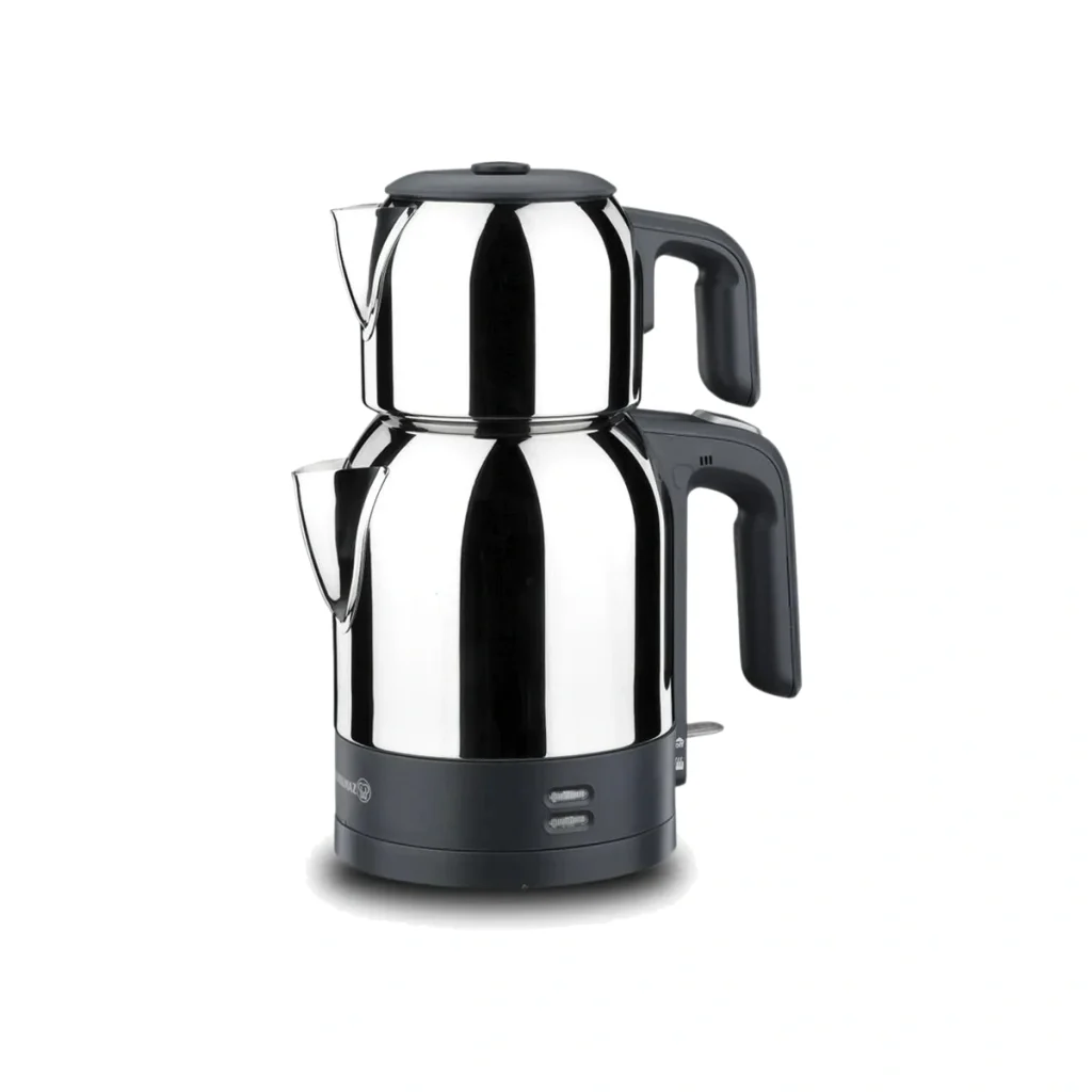 چای ساز اتوماتیک برقی 1600 وات 0.9+1.8 لیتر استیل براق دمکولیک کرکماز 359 | لوازم خانگی ایران