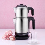 چای ساز اتوماتیک برقی 1600 وات 1.1 + 1.6 لیتر استیل مات دمتز کرکماز 369-13