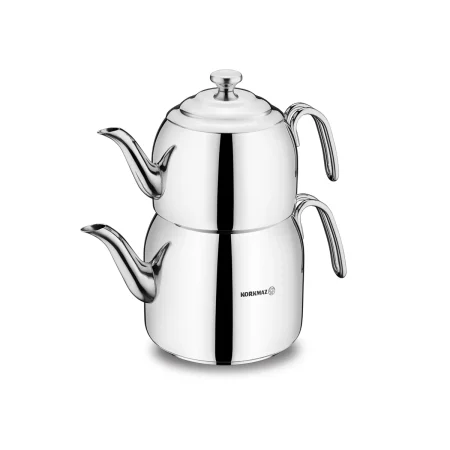 کتری و قوری 1.1 + 2.3 لیتر استیل براق دروپا ماکسی کرکماز 057 | لوازم خانگی ایران