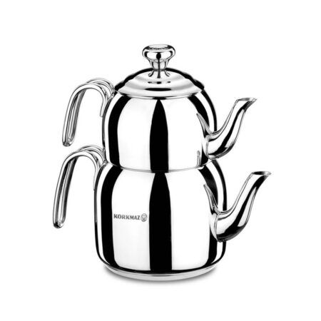 کتری و قوری 2.0 + 3.5 لیتر استیل براق دروپا مگا کرکماز 058