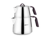 کتری و قوری 1.1 + 2.0 لیتر استیل مات استا کرکماز 080