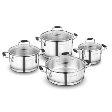 سرویس قابلمه 8 پارچه استیل براق فلورا کرکماز 1979