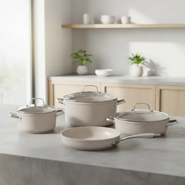 سرویس قابلمه 7 پارچه گرانیت بژ گرانیتا کرکماز 1272 | لوازم خانگی ایران