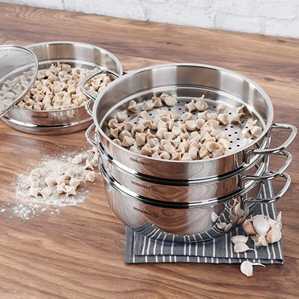 سرویس سبزیجات پز 28*8.3 سانتیمتر 5.1 لیتر استیل براق پرلا کرکماز 1524